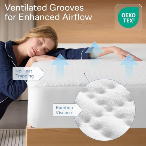 Image of 100% Waterproof Noiseless & Breathable Twin XL Bed Mattress Protector White
