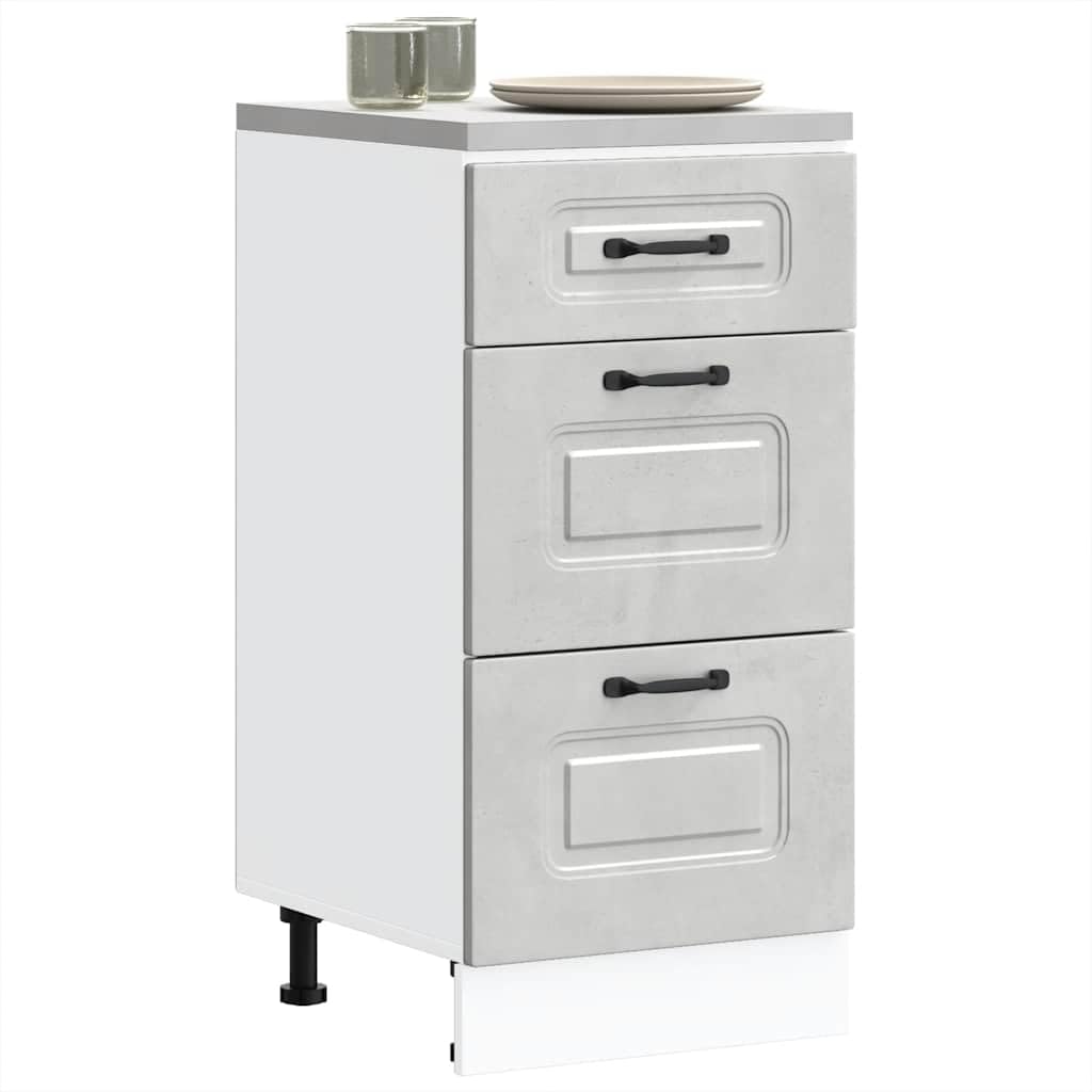 vidaXL Mueble bajo de Cocina Kalmar Madera de ingeniería Gris hormigón, Mueble bajo de Fregadero, Mueble bajo de Cocina con cajón, Mueble bajo de Fregadero
