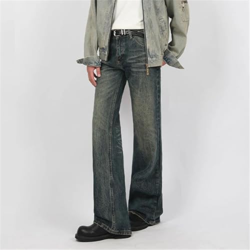 Men's Flared Jeans Straight Leg Design Solid Color High Street Denim Pants3