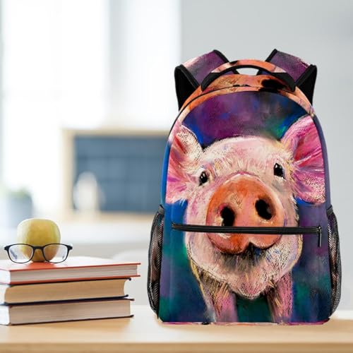 Sac à dos d'école portrait de cochon, cadeau original - 5
