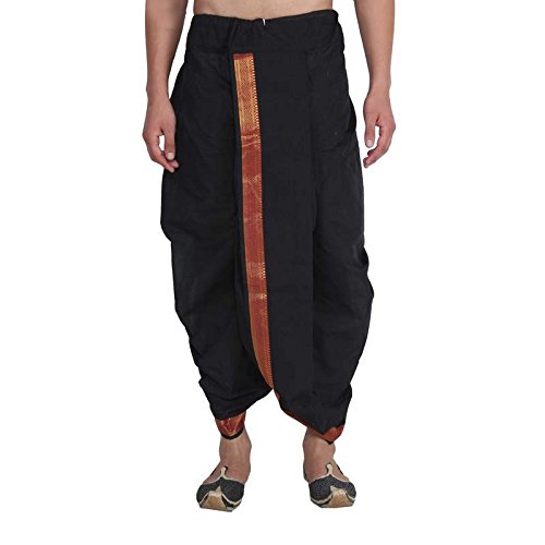 Dhoti Royal pour homme taille unique noir en coton traditionnel