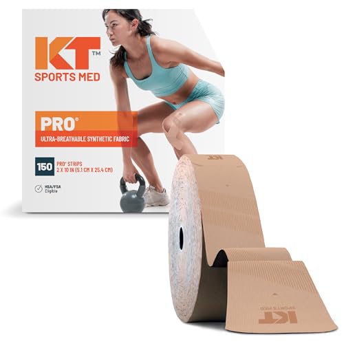 Image of KT Tape, PRO Synthetic Elastic Kinesiology Athletic Tape, 150 Count, 10 inch Precut Strips