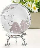 80mm Crystal Earth Globe Ball with Stand World Map Glass Sphere Desk Office Home Decor Glass World Globe Paperweight