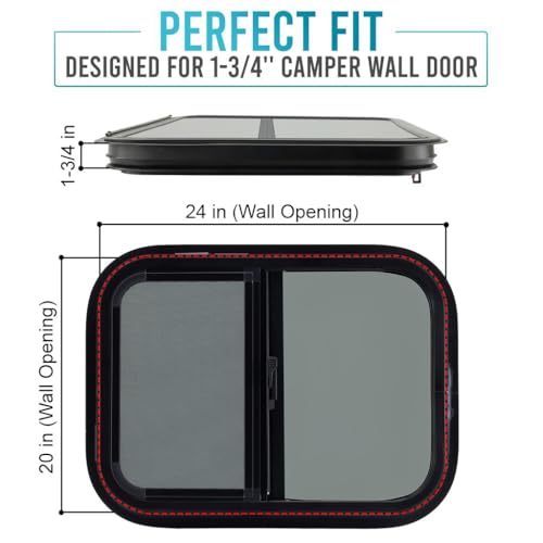 PROFLEX RV Window Horizontal Slide 24" W x 20" H – Ultra Thick 5 MM Tempered Glass, DOT Certified RV Replacement Windows with Trim Rings for 1-1/2’’ Wall – Camper Windows RV Replacement with Screen - Image 4