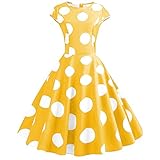 [Dafanet] レトロワンピース レディース 1950年代 半袖 Vネック ワンピース ロカビリー ドレス Aライン おしゃれ 膝丈 水玉柄 ドレス カジュアル プリーツスカート ファッション パーティー スイングワンピース 着痩せ 大きいサイズ お呼ばれ
