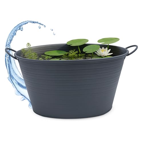 Spetebo Metallwanne oval mit Griffen Dunkelgrau 59 x 36 cm