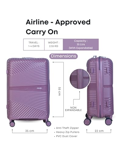 Image of CRUISE Pepper 20 Inch Travel Trolley Bags (Small) | Hard Shell Expandable Suitcases with 8 Spinner Wheels | Cabin and Check-in Lightweight Luggage Bag | TSA Lock | Adjustable Handle (Set of 1)