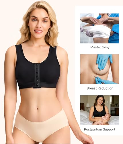 Image of BRABIC Surgical Bra Front Closure - Comfort Compression Mastectomy Bras for Women Post Surgery with Full Coverage