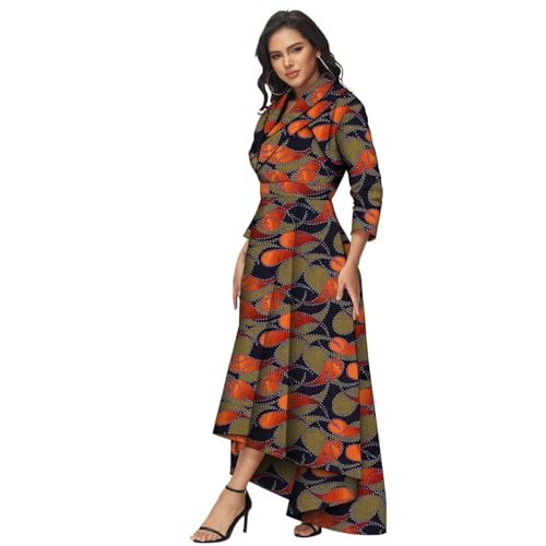 Image of African Dresses for Women A-line Floor-Length Dress Traditional Ankara Kente Print Evening Dress