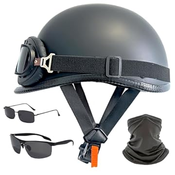 open face motorcycle helmet with goggles