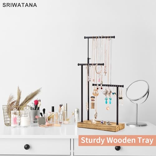 SRIWATANA Jewelry Organizer Stand, Extra Tall Necklace Holder Jewelry Holder, Gift Idea (Carbonized Black & Black)4