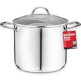 DURABLE STAINLESS STEEL BUILD – Built from heavy-duty, food-grade 18/0 stainless steel, this boiling pot resists rust, warping, and flavor transfer for reliable, long-lasting use. IMPACT-BONDED BASE – A 0.1" thick stainles steel base distributes heat...