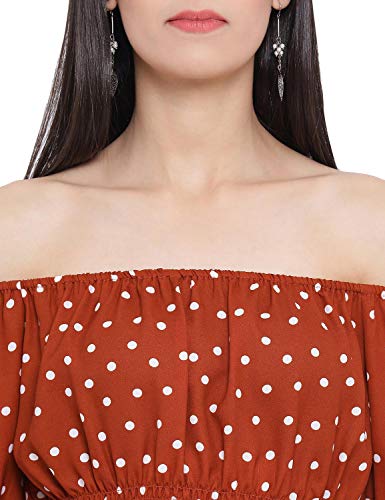 Image of Women Off Shoulder Cotton Color Block Top