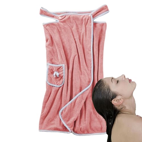 Maciun Toalla de Baño Portátil, Albornoz para Mujer, Albornoz de Forro Polar Coral – Toalla de Baño con Bolsillo, para el Cuerpo, Ideal para Nadar, rosa claro, 1