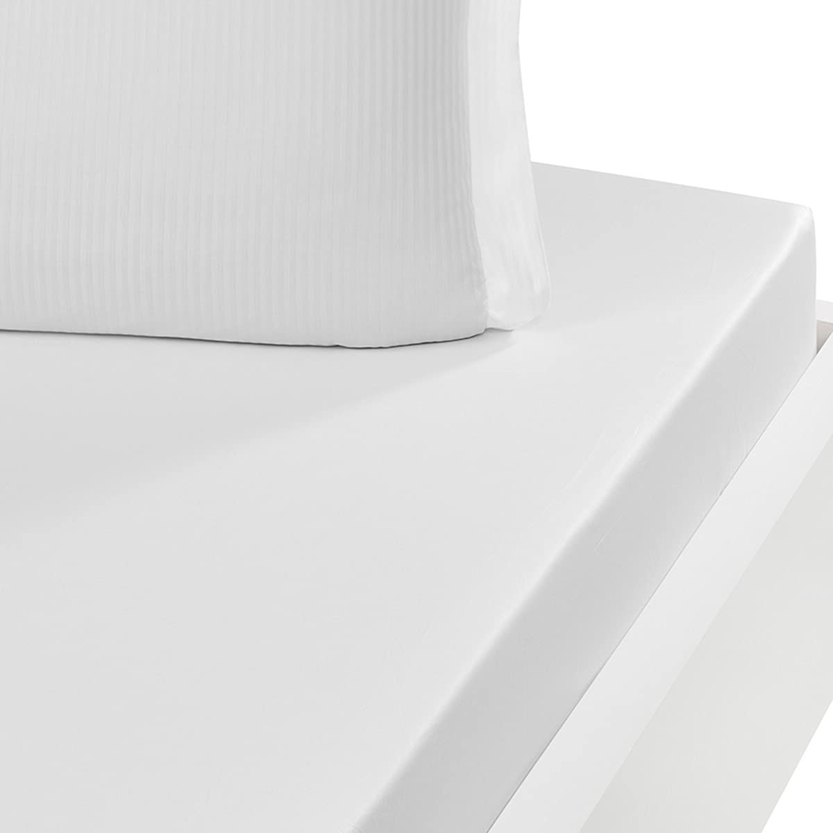 Drap housse satin de coton 80x200 cm blanc Versaluxe Sensei Maison