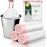2 Gallon Small Trash-Bags Drawstring Bathroom - White Mini Garbage Bags 60 Count Plastic Unscented 7.5L Tiny Waste Basket Liners Kitchen Office Car Strong Thick Bulk Magesh