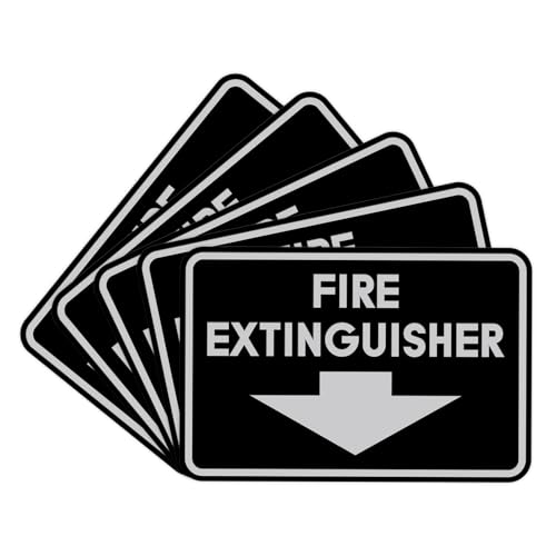 Image of Signs ByLITA Classic Framed Fire Extinguisher (Black /Silver) - Small 5 Pack