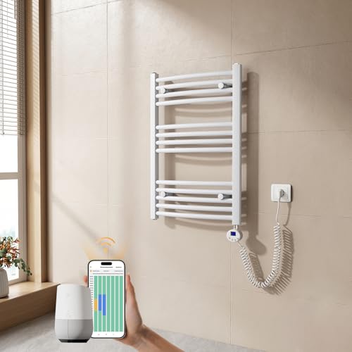 EMKE Radiador Toallero Eléctrico para Baño,75 x 50 cm, Secatoallas eléctrico con WiFi termostato, 300 vatios (Blanco),Toallero Electrico Baño