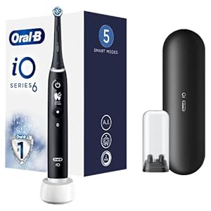 Oral-B iO Series 6 Elektrische tandenborstel, oplaadbaar, met 1 kunstmatige intelligente handgreep, zwart, 1 borstel en…