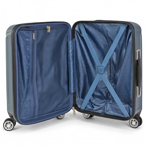 World Traveler Dejuno Beaumont Lightweight Hardside Expandable Spinner Luggage, Black, 3-Piece Set(20in,26in,30in)4