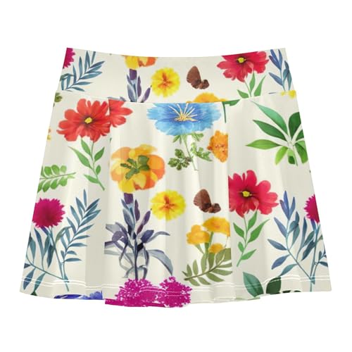 Wildflowers Athletic Shorts for Girls Skorts Tennis Skirts Kids Custom School Skirt 3t