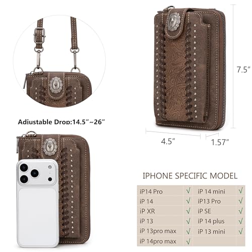 Image of Montana West Western Crossbody Phone Wallet for Women RFID Blocking Wallet Purse with Cash Slots & Zipper Pocket