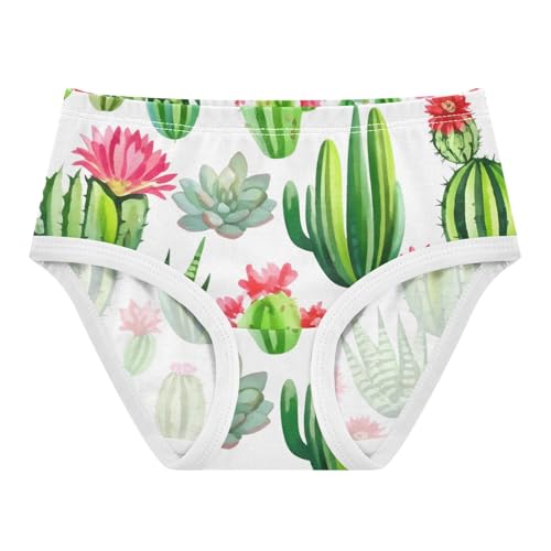 Toddler Underwear Custom 2t Cotton Girl Panties Cute Bright Kids Undies Briefs Watercolor Green Cactus Succulents - Main Image
