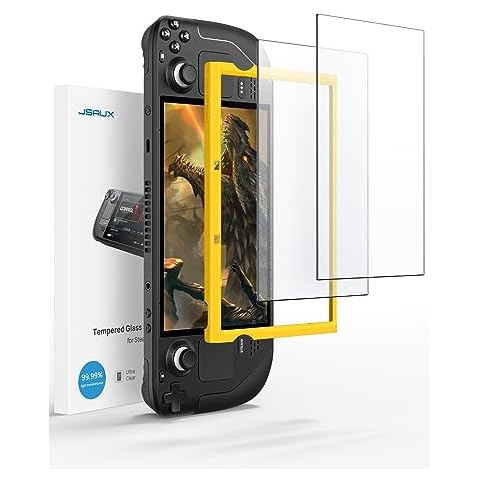 JSAUX 2-Pack Anti Glare Screen Protector for Steam Deck, 9H Hardness Matte Tempered Glass with Guiding Frame, Scratch Resistant, Comes with Toolkits Cover