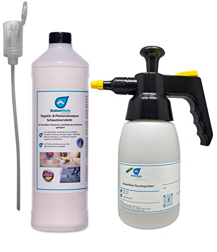 KaiserRein 1 L Teppichreiniger Pumpdrucksprüher und Dosierkopf I Polsterreiniger für Auto, Teppich und Polster I Textilreiniger Konzentrat Teppiche