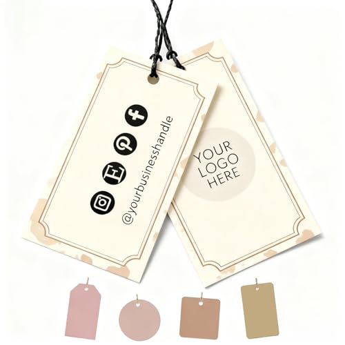 100 pcs Custom Hang Tags Personalized Clothing Tags with Logo & Text Custom Business Labels for Apparel & Gifts Ideal for Handmade Items Apparel Jewelry Weddings Mothers Day Gift Label