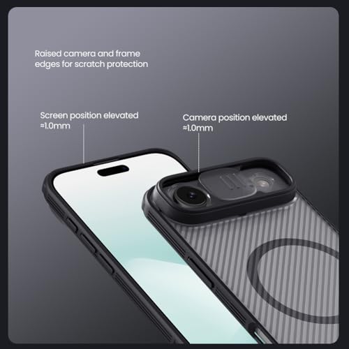 Image of PRITO Nilkin Magnetic Case for iPhone Air (17 air), Compatible MagSafe, Case with Camera Cover, Magnetic 17 Air Case Ultra-Thin Design, Shock Protection (Transparent Black, 17Air)