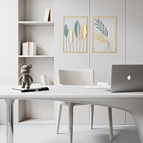 Image of Framing Hub - Golden Metal Wall decor (Set Of 2 leaves Frame)