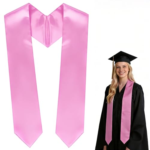 QOIUSO 60 Inch Pink Graduation Stole Class of 2026 Blank DIY Graduation Sash for High School & College Graduates Unisex Adult Graduation Stole