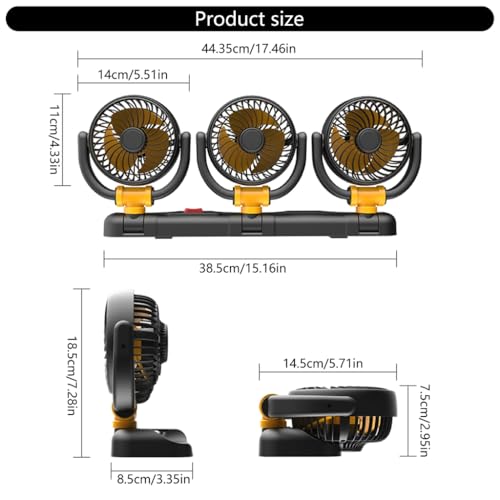 Ventilateur électrique à 3 têtes orientables avec réduction du bruit - 6