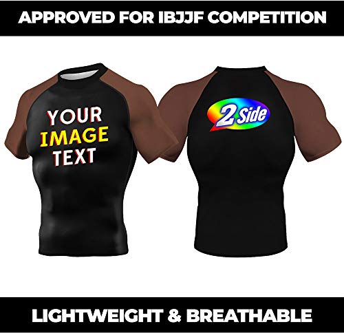 Design Own Name Number Artwork Compression Workout Tops for Cycling, Short Sleeve Brown XX-Large2