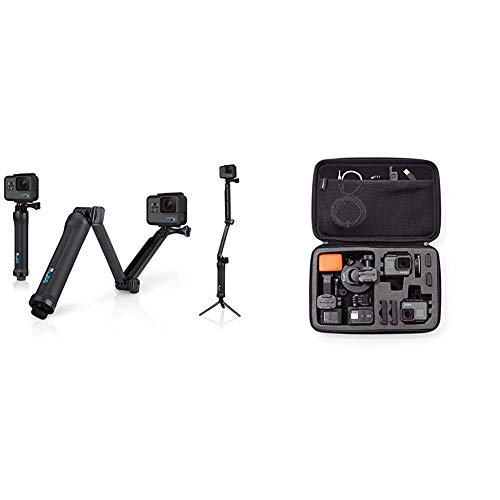 3-Wege Halterung - Schwenkarm, Griff, Stativ, Rändelschraube (Offizielles GoPro-Zubehör) & AmazonBasics Tragetasche für GoPro Actionkameras, Gr.