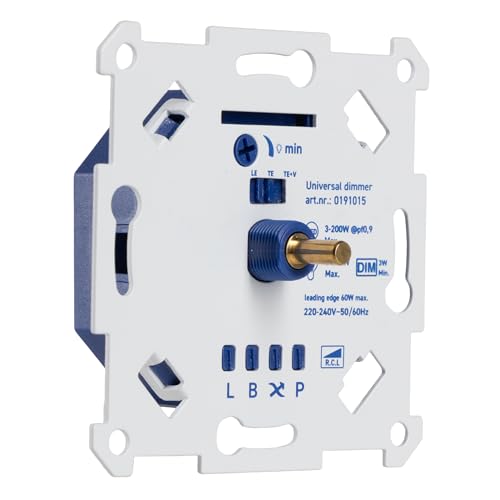 LED-Dimmer 3-250W Digital nur 16 mm Einbautiefe UP-Drehdimmer zum Dimmen von LED und Halogen 3-250 W kompatibel mit Busch-Jaeger Gira Kopp Merten Jung Berker Phasenanschnitt Phasenabschnitt