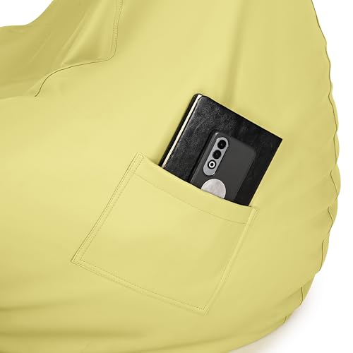 Image of 4XL Premium Leatherette Bean Bag with Rectangular Footrest & 16x16 Inch Cushion | High Density Beans Filled | Side Pocket & Easy to Carry Handle | 6 Months Warranty Color- (Olive Green, 4XL)