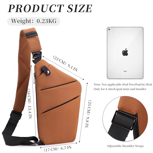 Image of Anti Theft Crossbody Bag,Sling Bag for Women Men,Multi-pocket Chest Shoulder Bag for Travel, Sport, Work