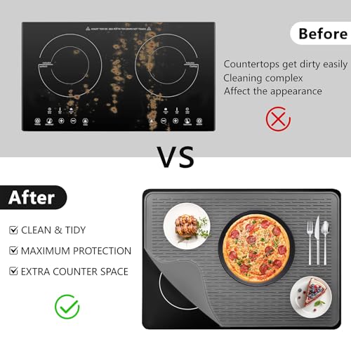 Image of Stove Top Cover for Electric Stove, 28 inchx20 inch Thermochromic Silicone Stove Mat for Glass Top Stove, Glass Cooktop Protector, Range Covers for Electric Stove (Gray-Pink,Temperature-changing)
