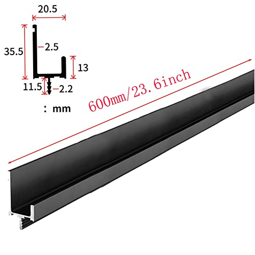 Hoopever 600mm Finger Edge Pulls, L Shape 90°Concealed Handles with Snaps, Aluminum Alloy Slotted Insert Furniture Handle - Image 2