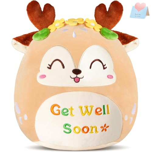 CozyWorld 12' Get Well Soon Sika Deer Plush Pillow,Soft Deer Plushie,Cute Stuffed Animals Hugging Pillow,Get Well Soon Gift for Women Girls Kids...