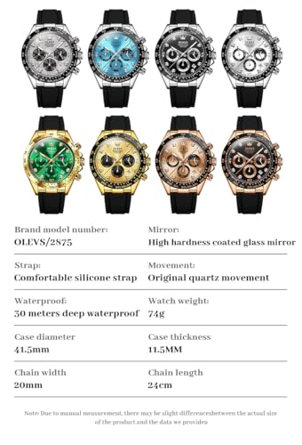 Image of OLEVS Watches for Men Business Diamond Moon Phase Male Watch Chronograph Fashion Dress Waterproof Date Analog Quartz Waterproof SiliconeMen Wrist Watch