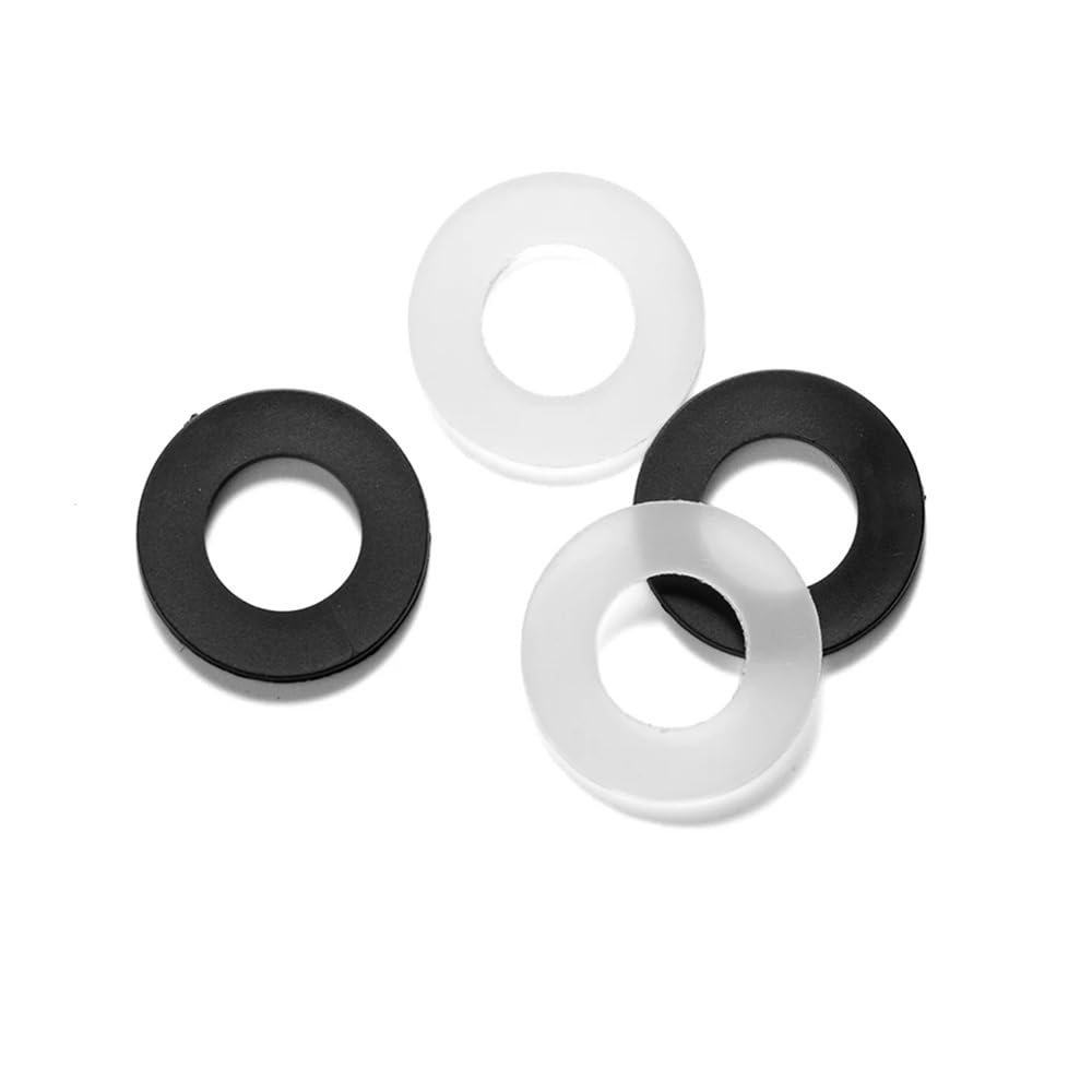 Unterlegscheiben Verschiedene Unterlegscheiben, 25/50/100 Stück, weiß, schwarz, Nylon, Kunststoff, flache Dichtung, Abstandshalter, Isolierung, Dichtungsringe, Ring (M2, M2,5, M3, M4, M5, M6, M8, M10,