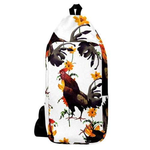 Sac à dos à bandoulière coq jaune et multicolore compact 16x36cm