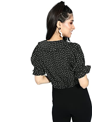 Image of Style Quotient Black White Peter Pan Collar Shirt Style Crop Top