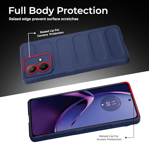 Image of A rtistque Liquid Silicone Stripes Back Cover Case for Motorola G84 5G | with Camera Protection | with Inner Fabric | Anti Slip Grip | AirBag Case - Blue