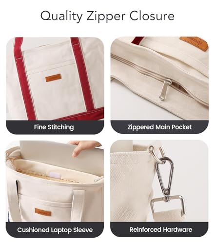 Image of Aveniee Canvas Tote Bag for Women, Crossbody Purse with Zipper, Adjustable Shoulder Strap Handbags