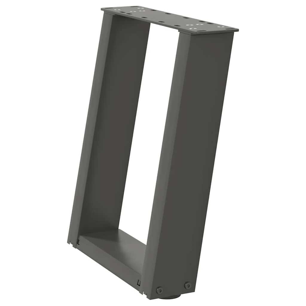 Gambe per tavolo a U in acciaio, antracite, 2 pezzi, 38 x (42-43) cm