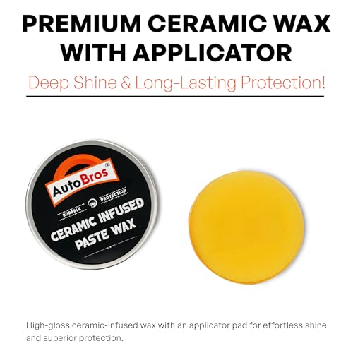 Image of AutoBros Ceramic Infused Car Paste Wax (100g) - Restores Gloss & Shine | Advanced Carnauba & SiO₂ Protection | Removes Haze & Swirls | Long-Lasting Water & UV Resistant | Safe on Paint | Easy to Apply